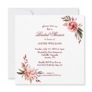 Coral & Blush Roses Bridal Shower Invite