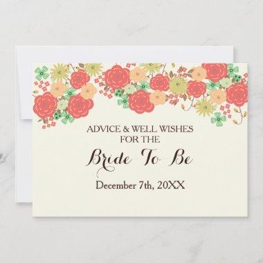 coral bridal shower Advice and Well Wishes Invitations