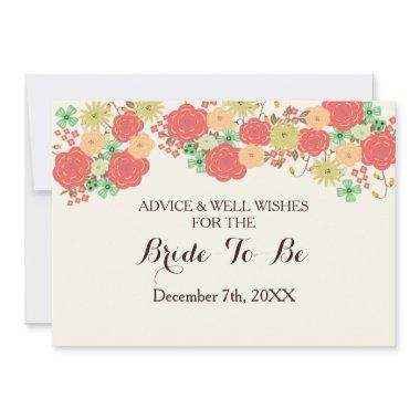 coral bridal shower Advice and Well Wishes Invitations