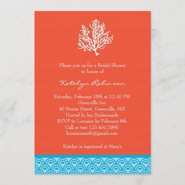 Coral Bridal Shower Invitations