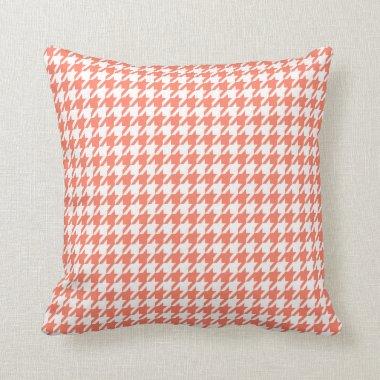 Coral Color Houndstooth Throw Pillow