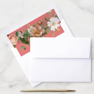 Coral Envelope Liner Blush Vintage Floral Wedding