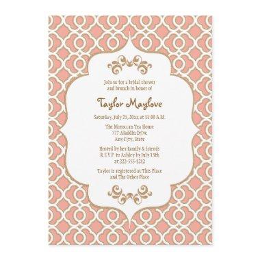 Coral Gold Moroccan Bridal Shower Invites