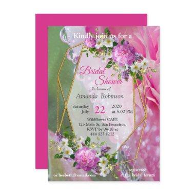 Coral, Grass & Peony-pink Blooms Invitations