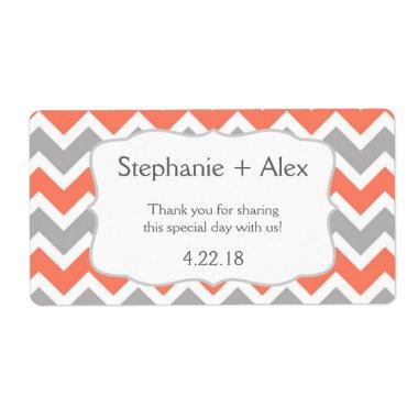 Coral & Gray Chevron Water Bottle - customize it! Label
