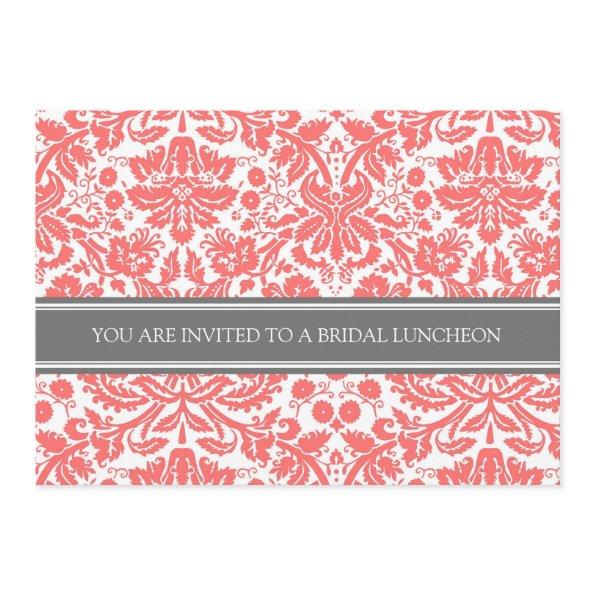 Coral Gray Damask Bridal Lunch