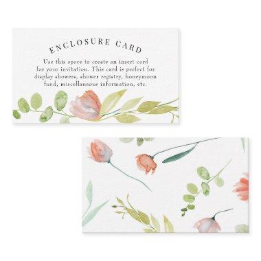 Coral Green Watercolor Flower Enclosure Invitations