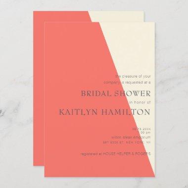 Coral Ivory Geometric Elegance Wedding Shower Invitations