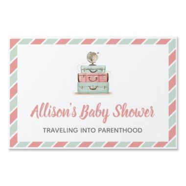 Coral Mint Customizable Travel Shower Sign