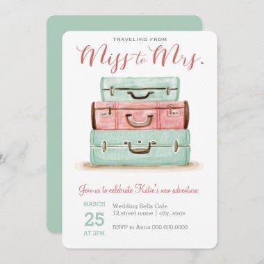 Coral Mint Miss to Mrs. Travel Shower Invitations