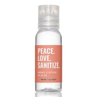 Coral Peace Love Sanitize Wedding Favor Hand Sanitizer