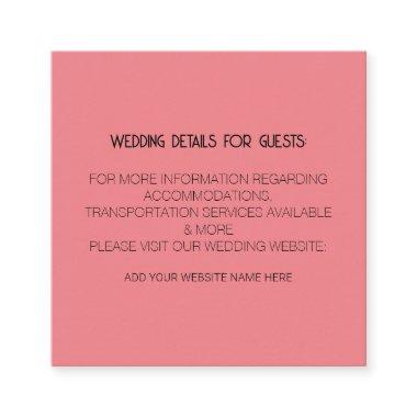 Coral Pink Black Wedding Details For Guests Classy Enclosure