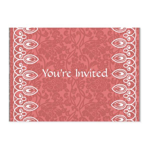 Coral Pink Brocade