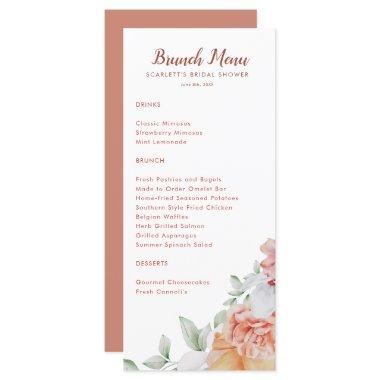 Coral Pink Floral Bridal Brunch Shower Menu