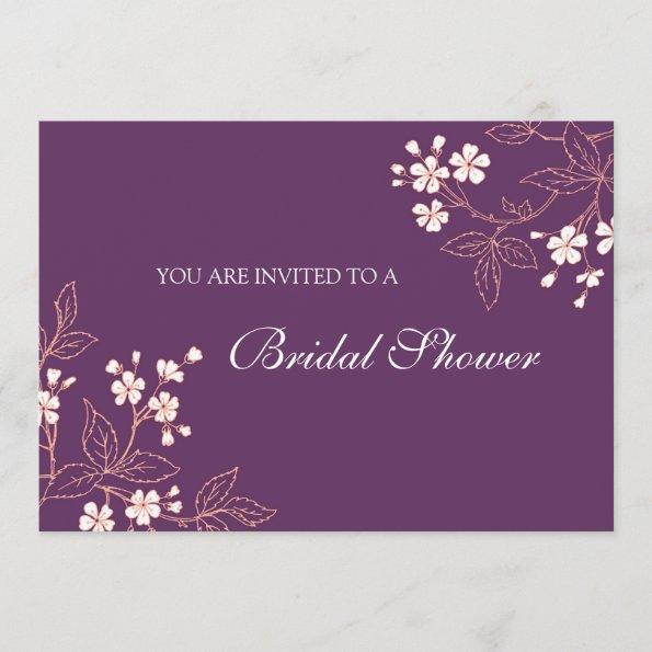 Coral Plum Floral Bridal Shower Invitation Invitations