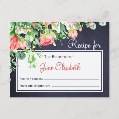 Coral red roses navy bride to be recipe Invitations