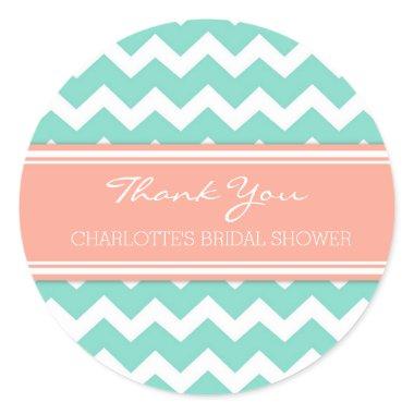 Coral Teal Chevron Bridal Shower Favor Tags