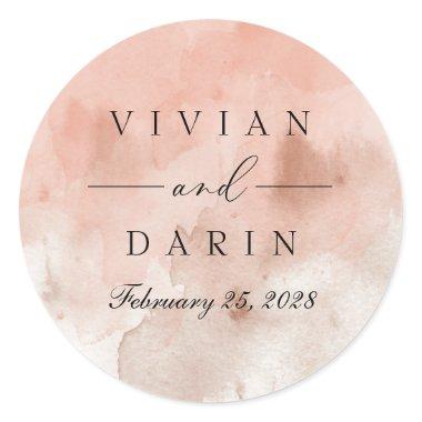 Coral Watercolor Wedding Favor Label Gift Stickers
