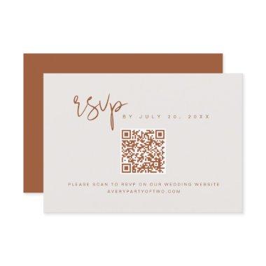 CORIANDER Bohemian Burnt Orange QR Code RSVP Card