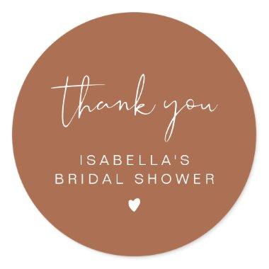 CORIANDER Terracotta Bridal Shower Thank You Classic Round Sticker