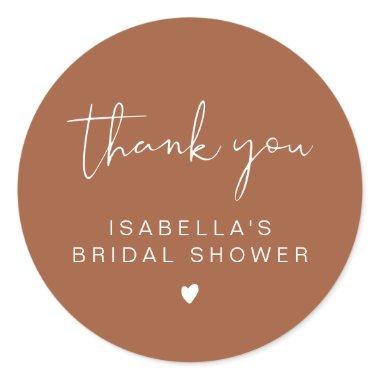 CORIANDER Terracotta Bridal Shower Thank You Classic Round Sticker