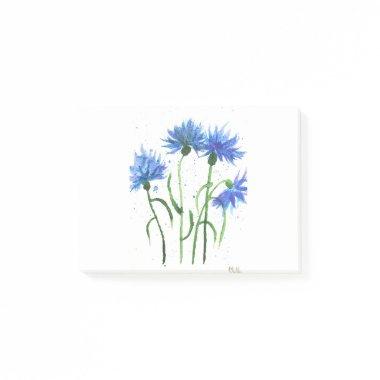 Cornflowers blue flowers watercolor post-it notes