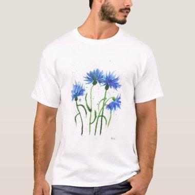 Cornflowers blue flowers watercolor T-Shirt
