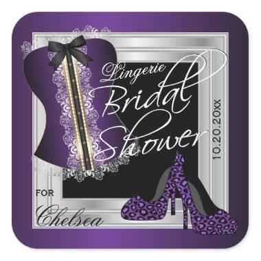 Corset Bridal Shower - Lingerie | Purple Square Sticker