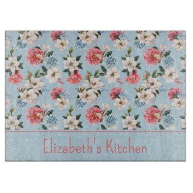 Cottage Garden Flowers Personalized Cutting Board