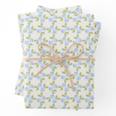Cottage Roses in sky blue Wrapping Paper Sheets