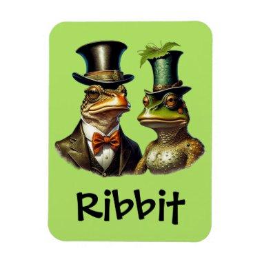 Cottagecore Funny Victorian Frog Couple Ribbit Magnet