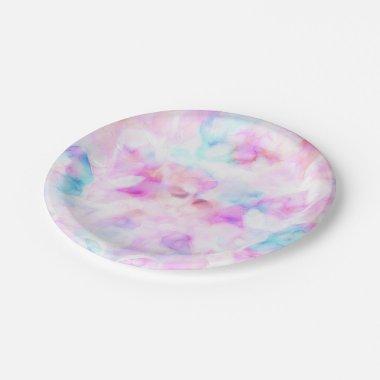 Cotton Candy Colors Watercolor Glam Paper Plates