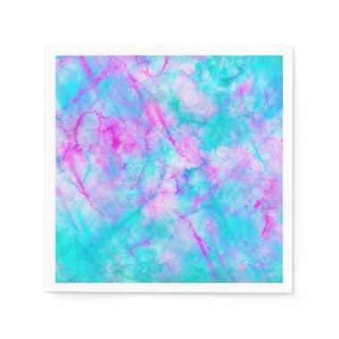 Cotton Candy Pink & Blue Watercolor Wash Stain Napkins