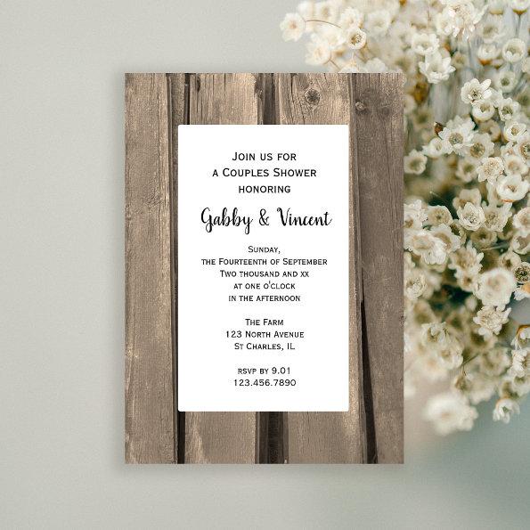 Country Barn Wood Couples Wedding Shower Invitations
