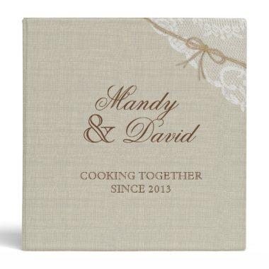 Country Burlap and Lace Look Printed Recipe Binder