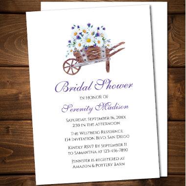 Country Daisies Watercolor Floral Bridal Shower Invitations