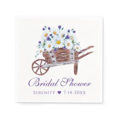 Country Daisy Watercolor Floral Bridal Shower Napkins