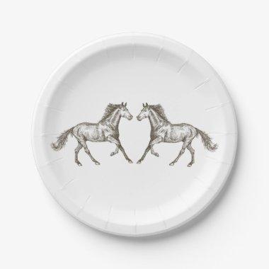 Country Horse Wedding Western Rustic Bridal Shower Paper Plates