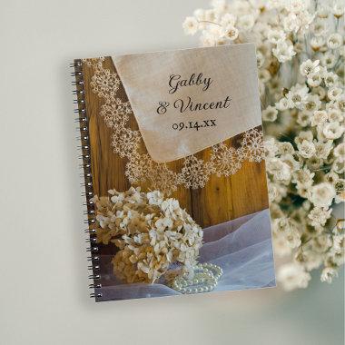 Country Lace and Flowers Barn Wedding Notebook