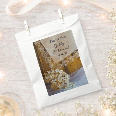 Country Lace and Flowers Barn Wedding Thank You Favor Bag