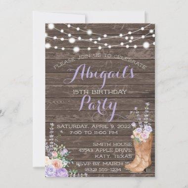 Country Lavendar Flowers Lilac Wood Invitations