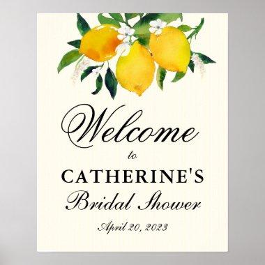 Country Lemon and Flowers Bridal Shower Welcome Poster