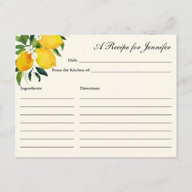Country Lemon & Flowers Recipe Invitations