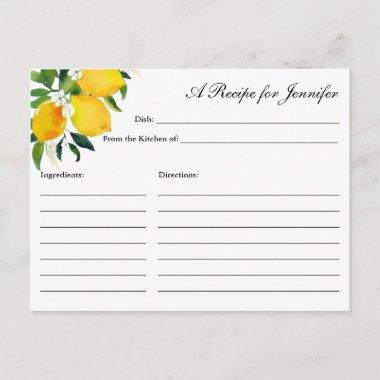 Country Lemon & Flowers, White Recipe Invitations
