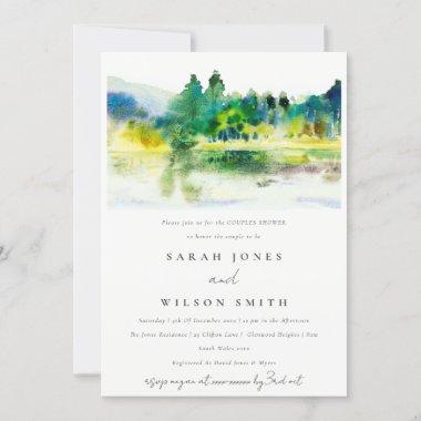 Country Mountain River Landscape Couples Shower Invitations
