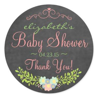 Country Peach Laurel Baby Shower Classic Round Sticker