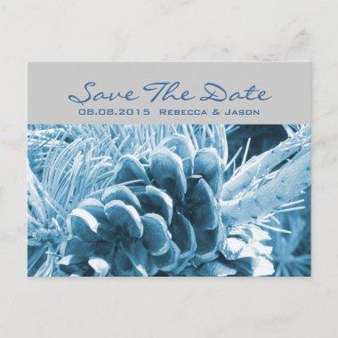 country pine cones winter wedding save the date announcement postInvitations