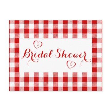 Country Red Gingham Plaid Rustic Bridal Shower Invitation PostInvitations