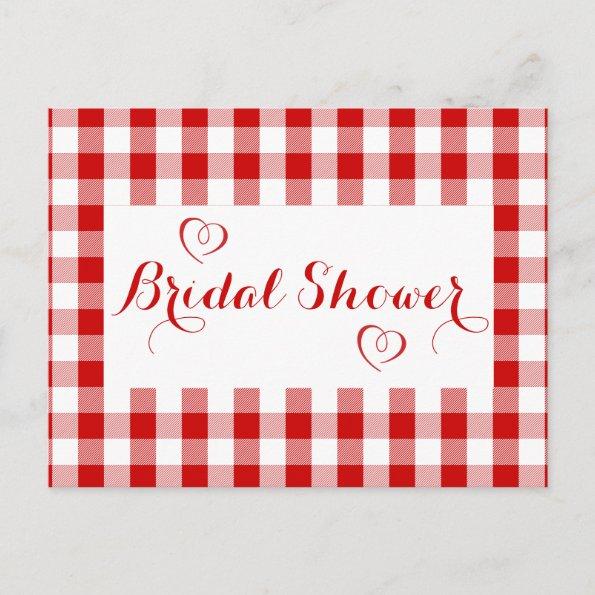 Country Red Gingham Plaid Rustic Bridal Shower Invitation PostInvitations