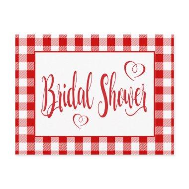 Country Red White Gingham Plaid Bridal Shower Invitation PostInvitations